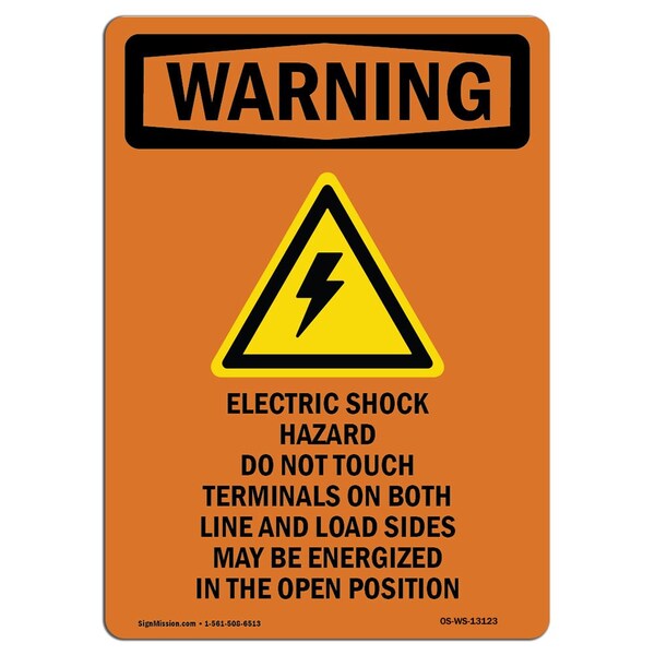 Signmission OSHA Warning Sign, 24" H, 18" W, Aluminum, Electric Shock Hazard, Portrait, 1824-V-13123 OS-WS-A-1824-V-13123 - main